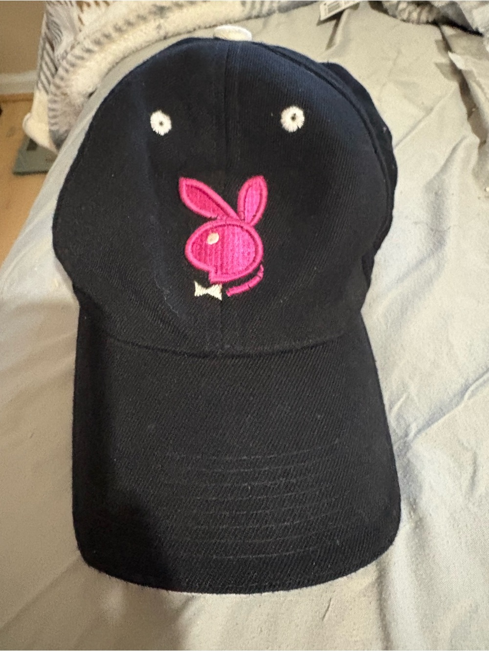PLAYBOY Black Baseball Cap with Pink Bunny Logo